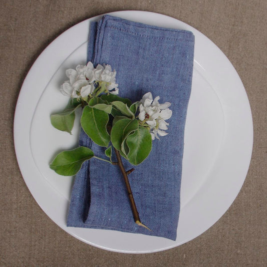 Blue - napkin -  washed
