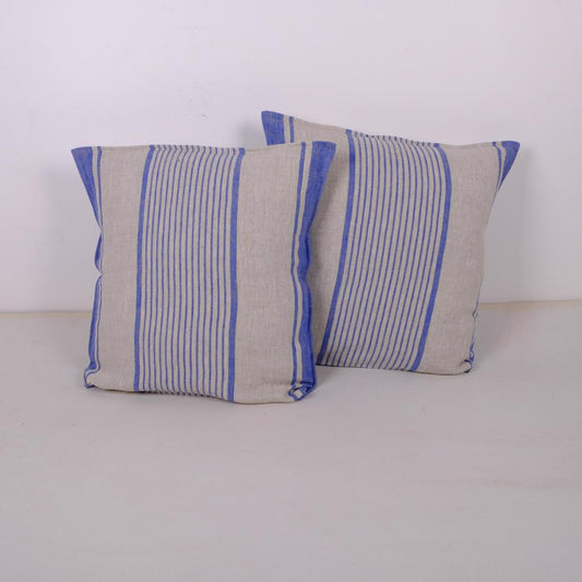 Blue Striped  - Village - linen pillowcase