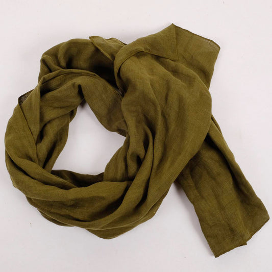 Green olive - Linen scarf