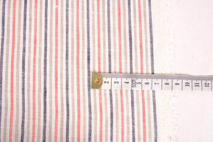 Striped light linen - white pink grey - 064M
