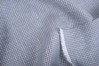 Checked linen fabric - Notebook blue white - 067M