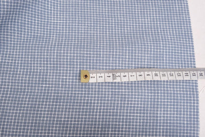 Checked linen fabric - Notebook blue white - 067M