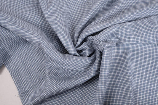 Checked linen fabric - Notebook blue white - 067M