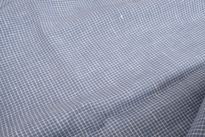 Checked linen fabric - Notebook blue white - 067M