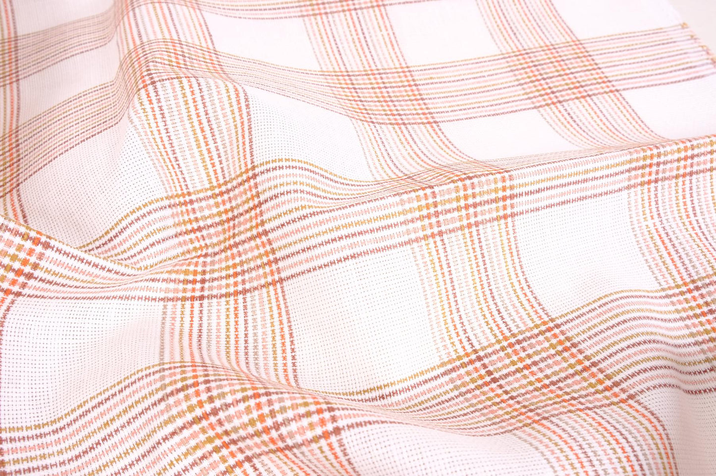 Checkered linen fabric - heavy - white ecru-  065H