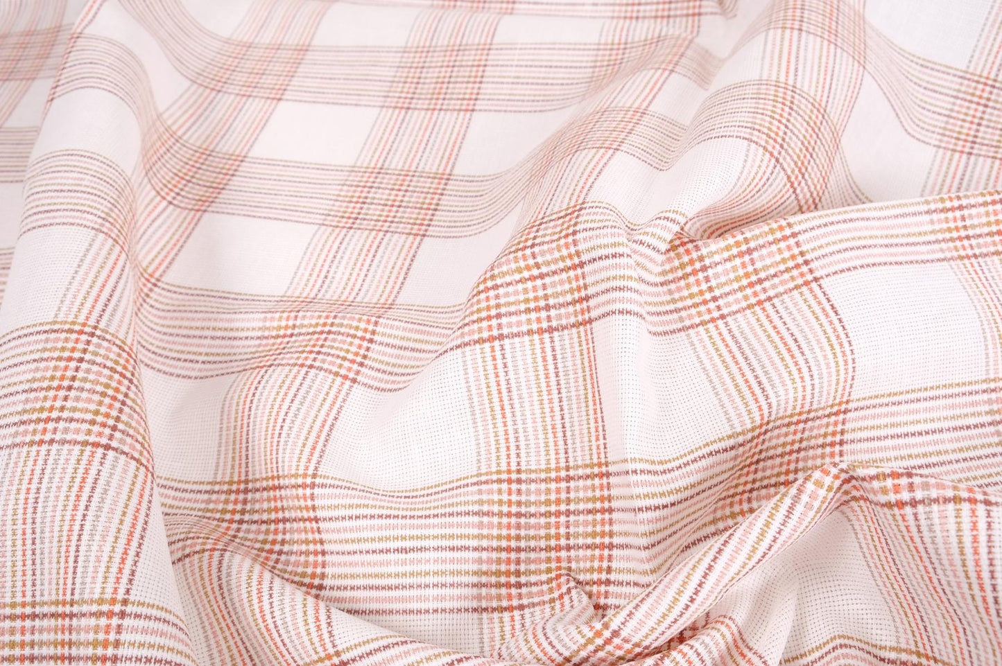 Checkered linen fabric - heavy - white ecru-  065H