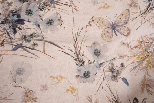 Beige floral with butterflies print - 9901P