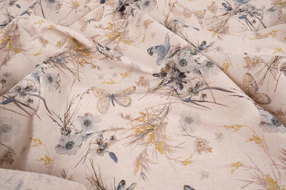 Beige floral with butterflies print - 9901P