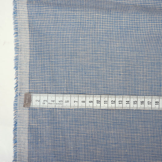 Finest medium linen fabric -  houndstooth natural blue  - 9955P