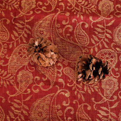 Red  - golden leaves - linen tablecloth