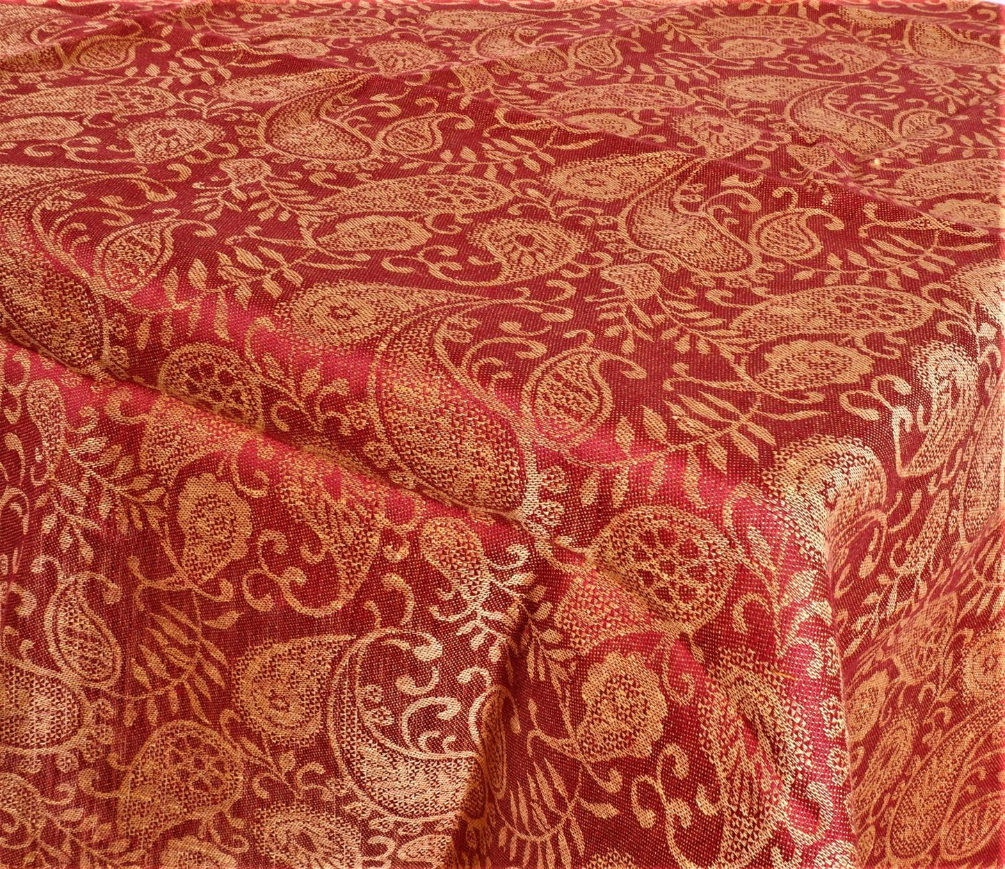 Red  - golden leaves - linen tablecloth