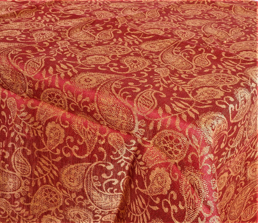 Red  - golden leaves - linen tablecloth