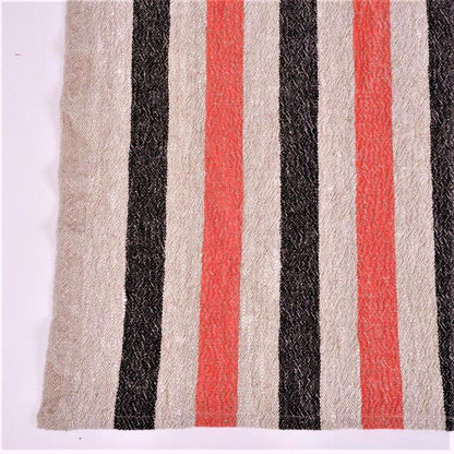 Natur - black red - striped linen napkin - French stripes