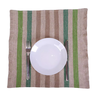 Natur - green - striped napkin