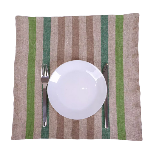 Natur - green - striped napkin
