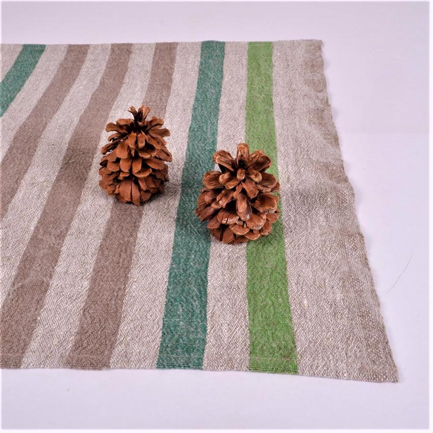 Natur - green - striped napkin