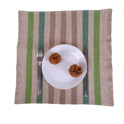Natur - green - striped napkin
