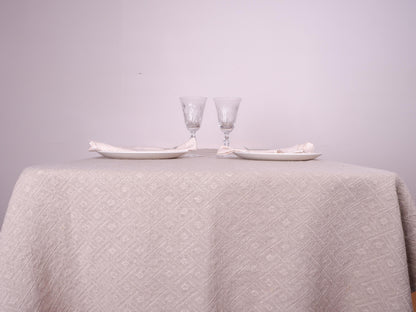 Natur - rhomb - linen tablecloth in jacquard weaving