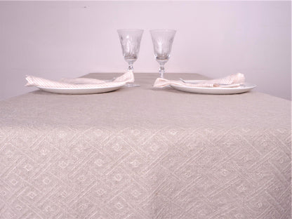 Natur - rhomb - linen tablecloth in jacquard weaving