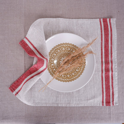 Natur - burgundy striped napkin - Burgundy Edges