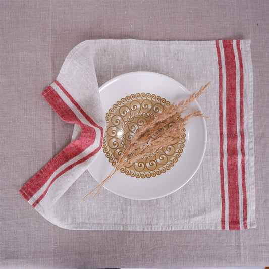 Natur - burgundy striped napkin - Burgundy Edges