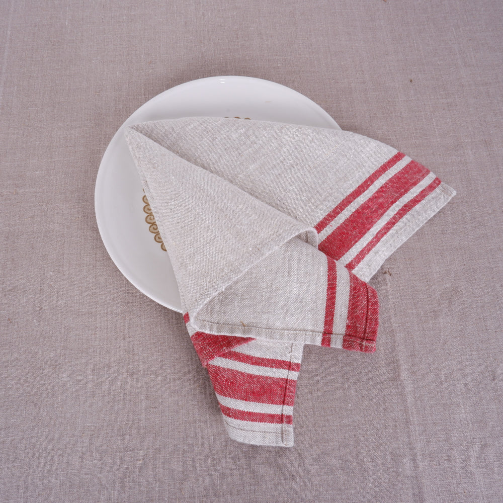 Natur - burgundy striped napkin - Burgundy Edges