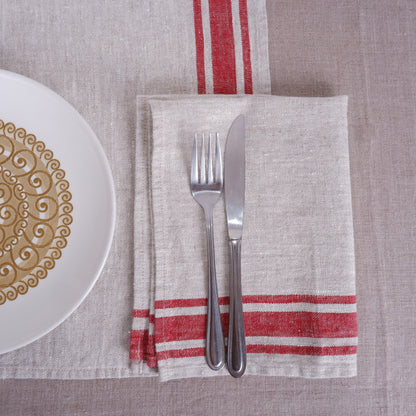 Natur - burgundy striped napkin - Burgundy Edges