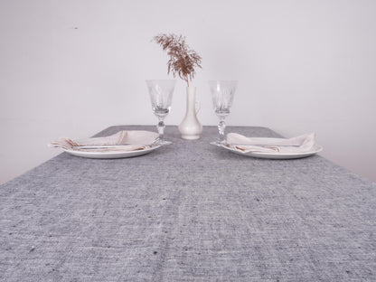 Black - white - melange - linen tablecloth