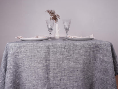 Black - white - melange - linen tablecloth