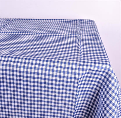 Linen tablecloth in blue - white checks