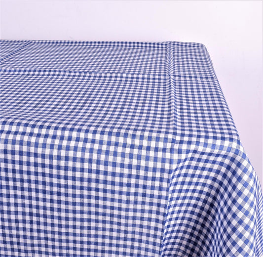 Linen tablecloth in blue - white checks