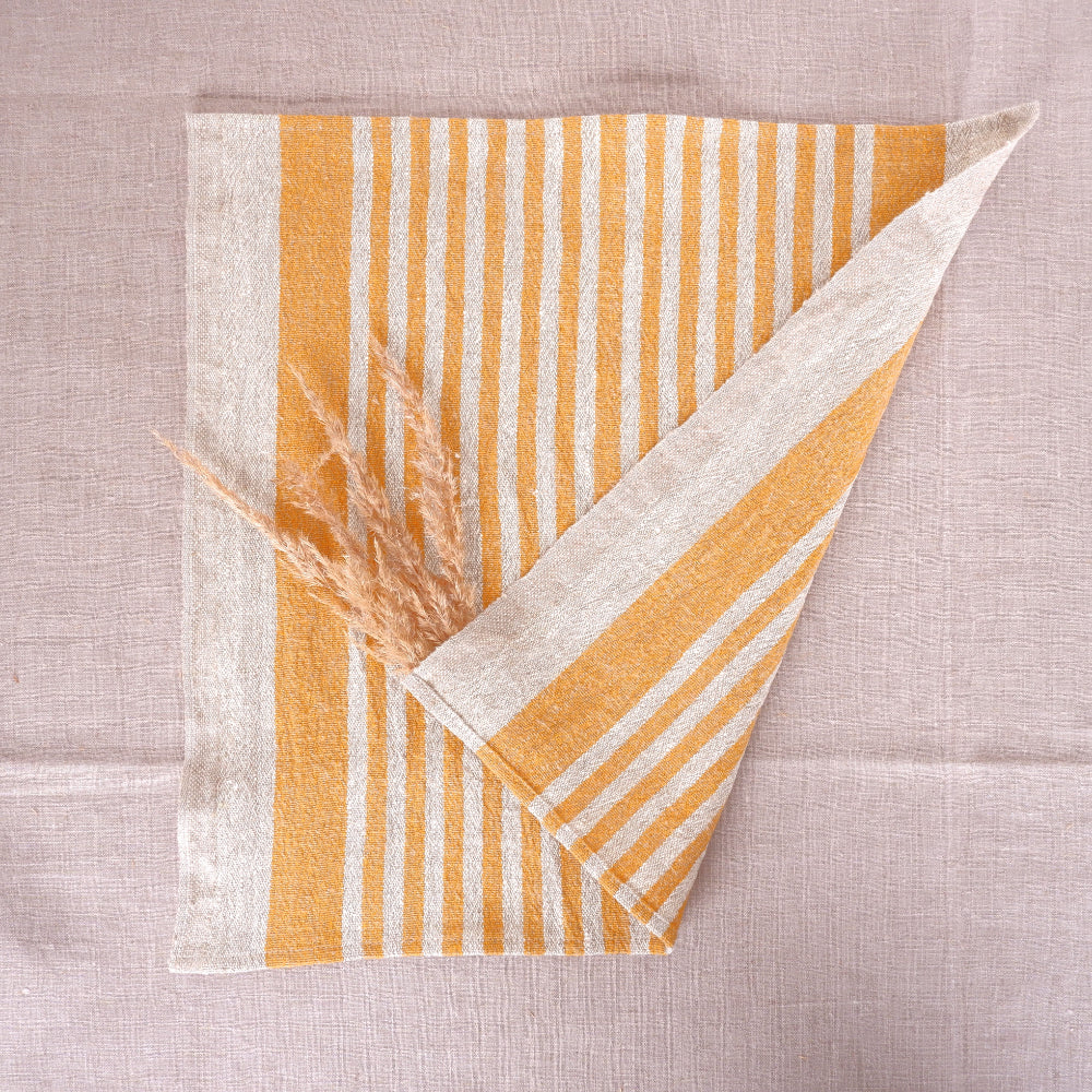 Natur linen napkin -yellow stripes -Provence