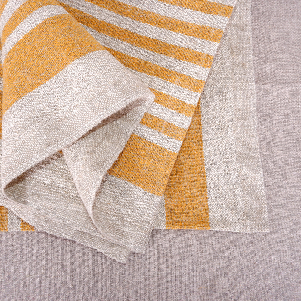 Natur linen napkin -yellow stripes -Provence