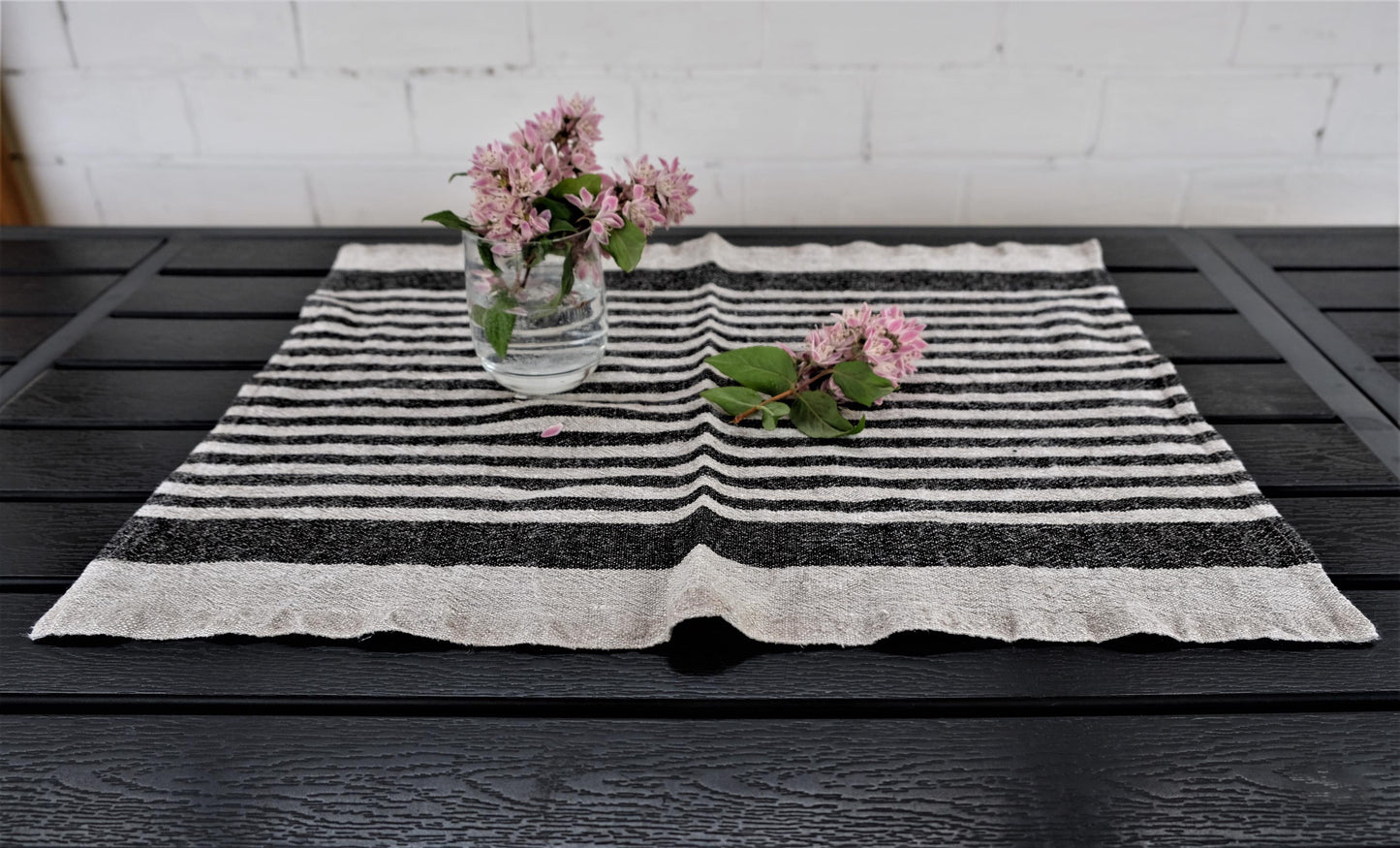 Natur linen napkin - black stripes - Provence