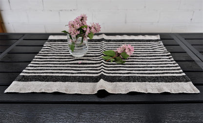 Natur linen napkin - black stripes - Provence