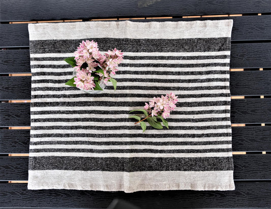 Natur linen napkin - black stripes - Provence