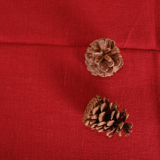Red  - linen tablecloth