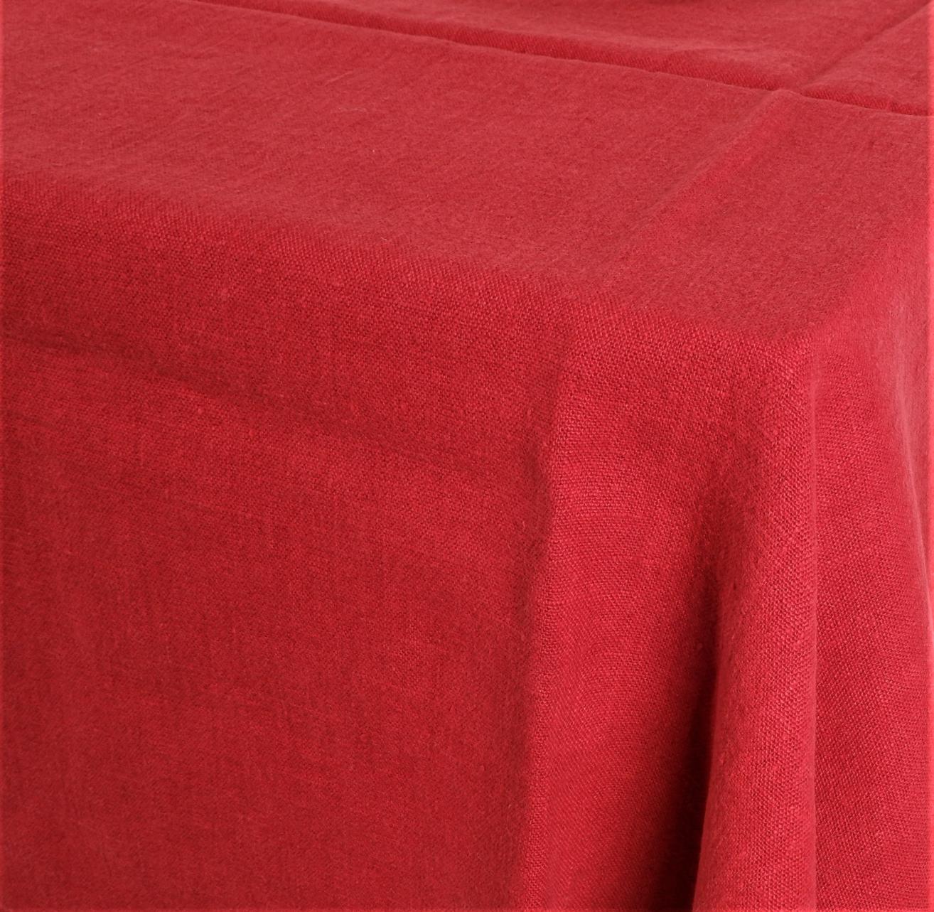 Red  - linen tablecloth