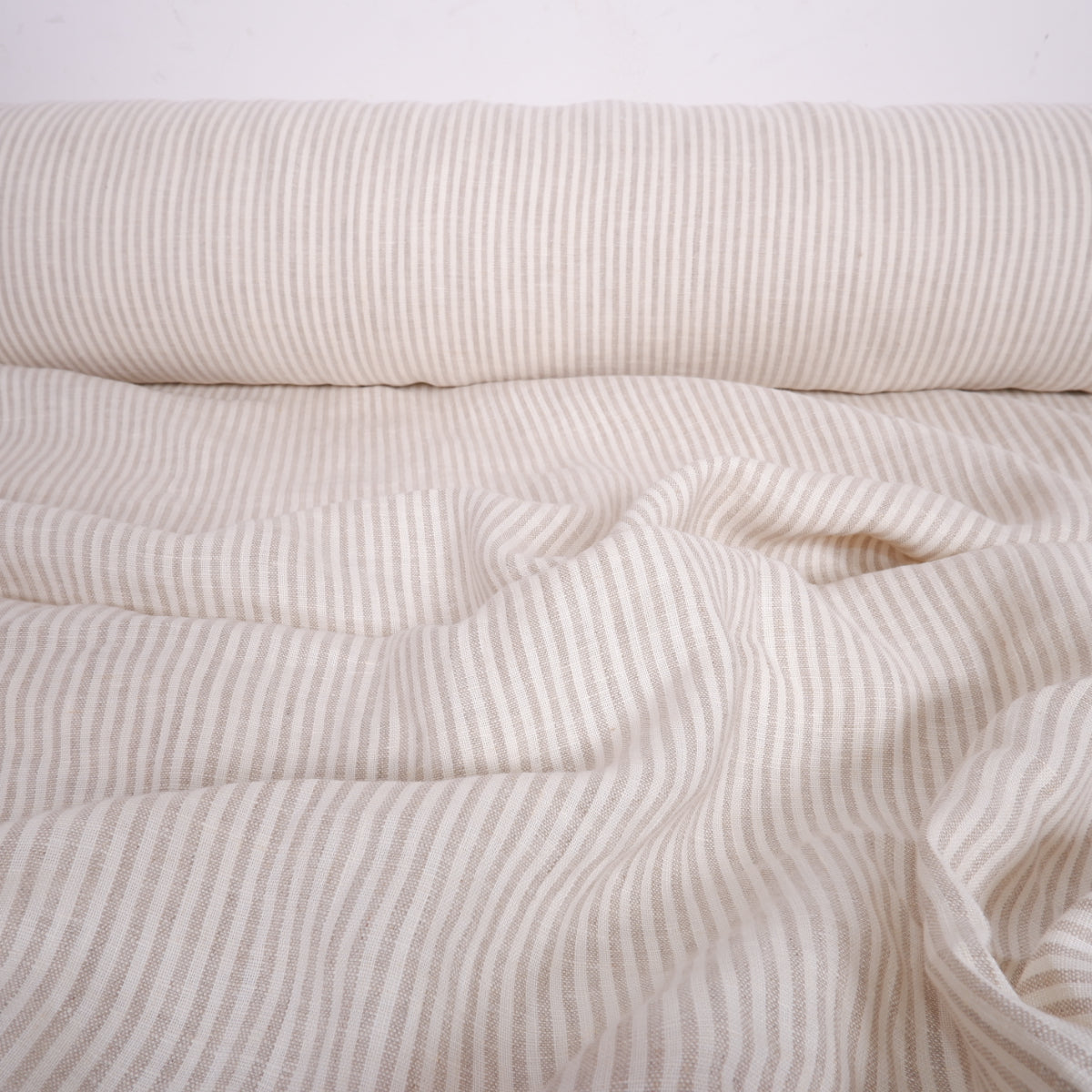 White natur striped linen fabric - 557M