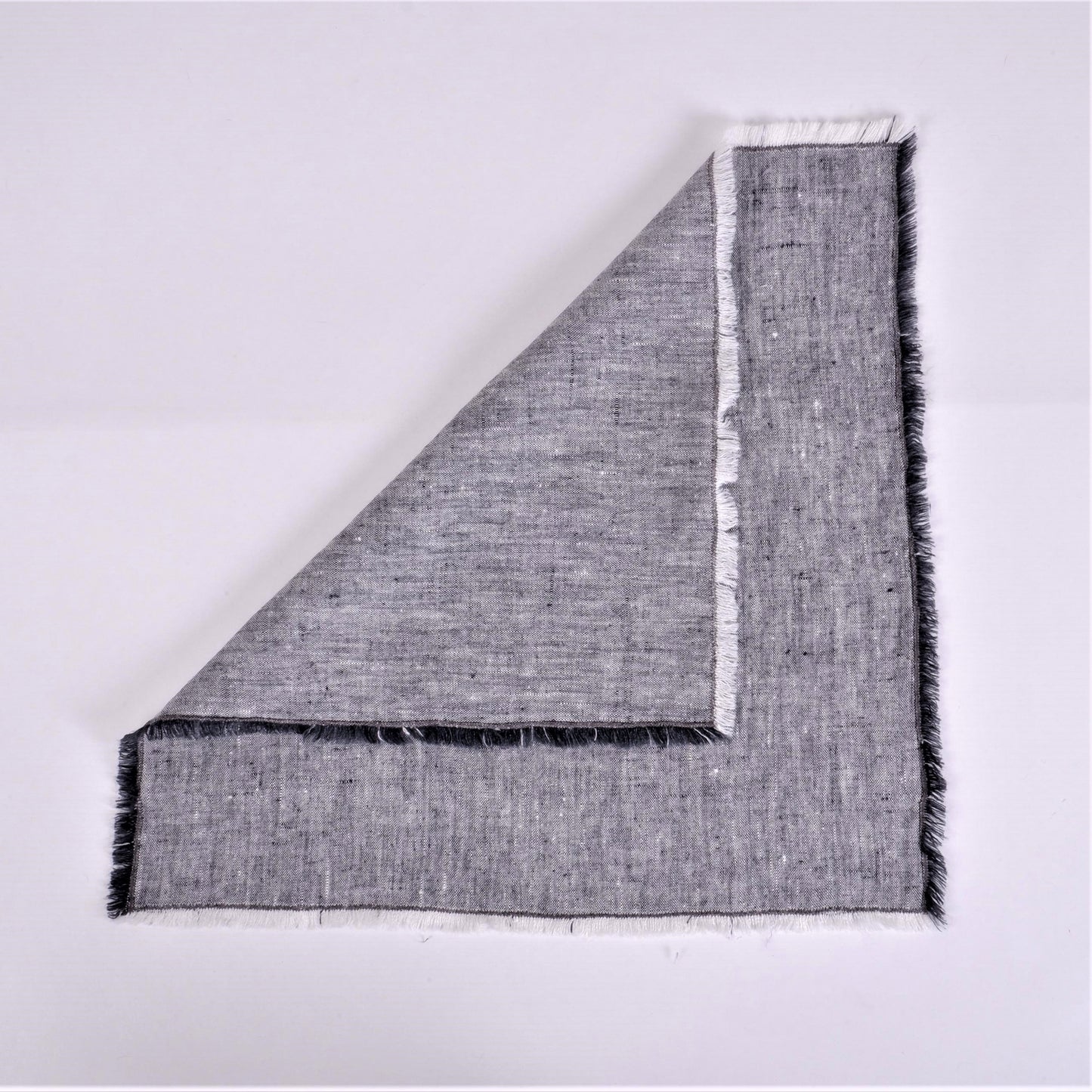 Grey linen napkin - fringed edges