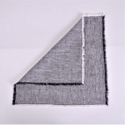 Grey linen napkin - fringed edges