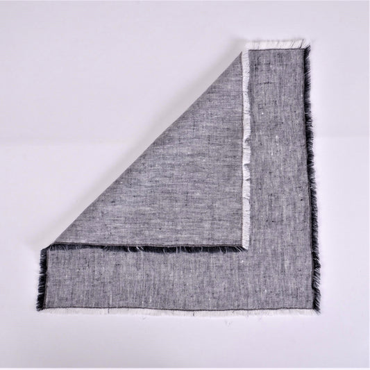 Grey linen napkin - fringed edges