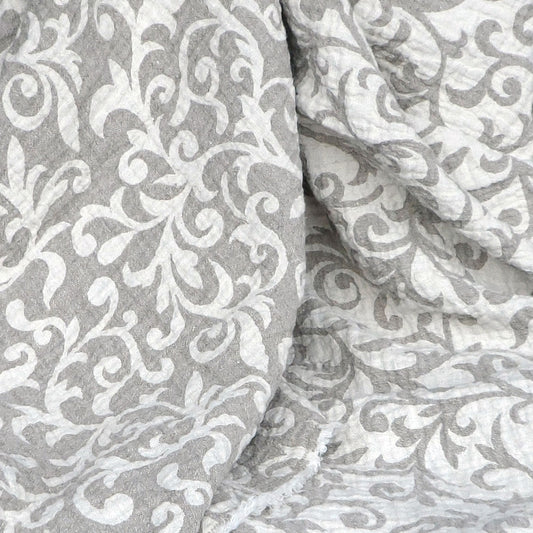 Double sided - floral natur white- linen fabric - 533H