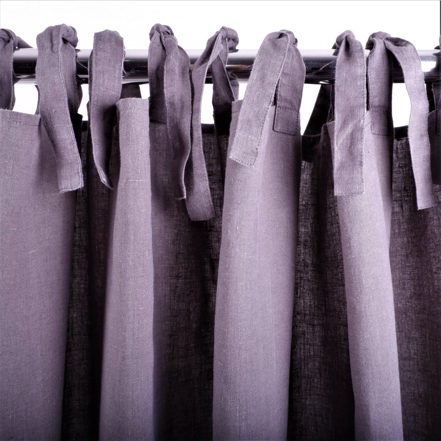 Grey linen curtains - with ties