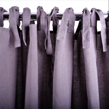 Grey linen curtains - with ties