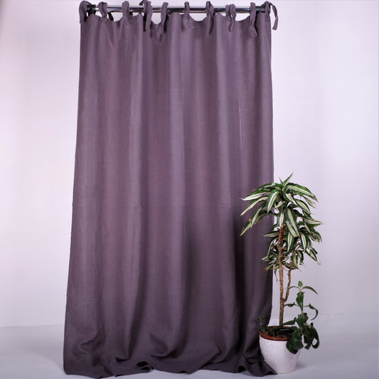 Grey linen curtains - with ties
