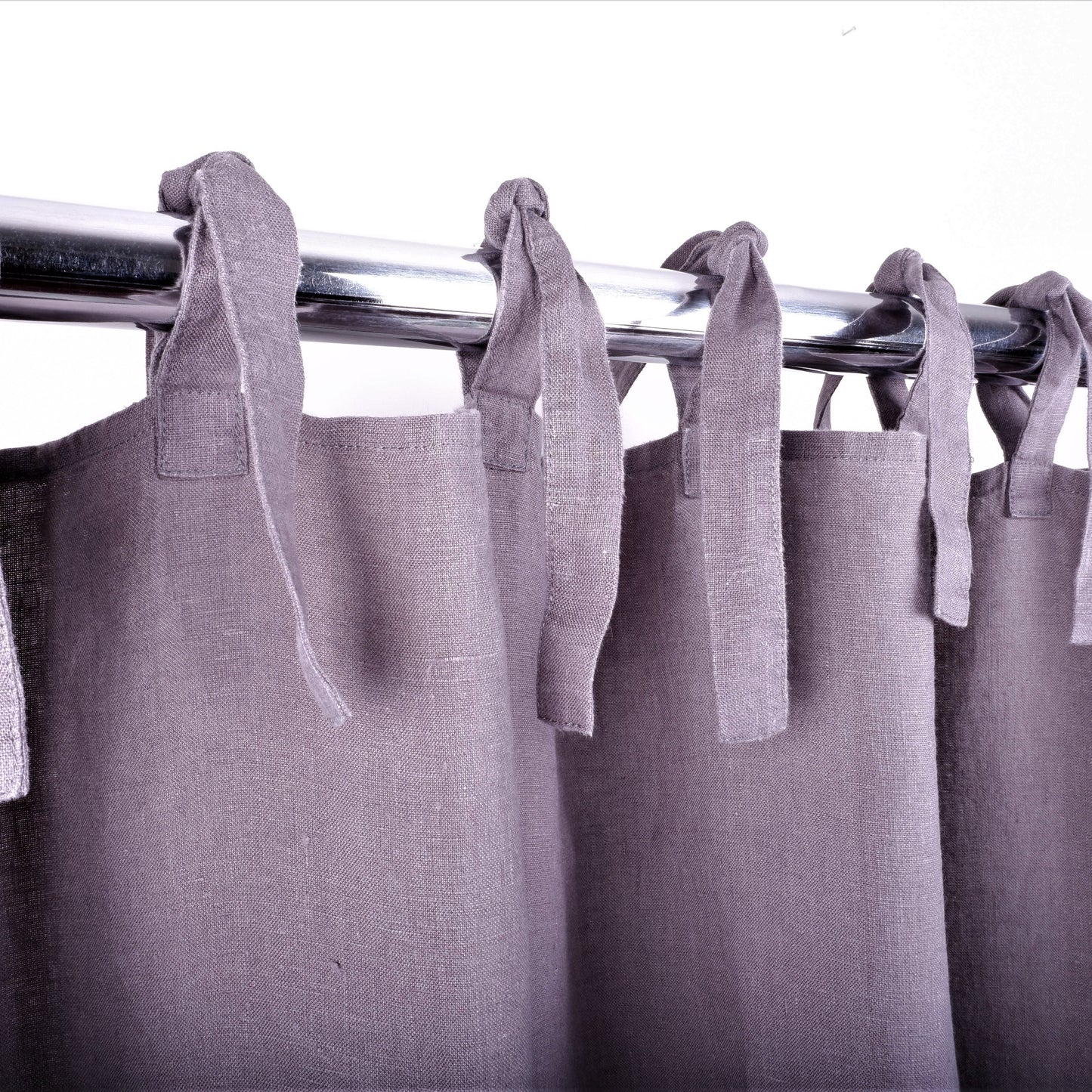 Grey linen curtains - with ties