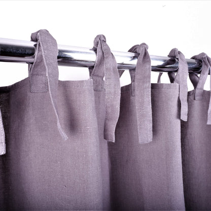 Grey linen curtains - with ties