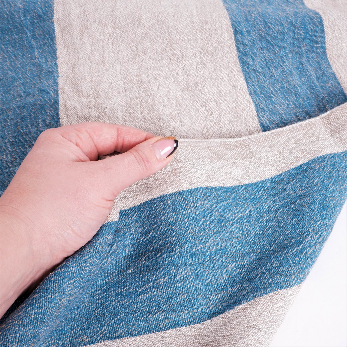 Ocean blue natur  - sack weave - linen fabric - Tuscany - 041A