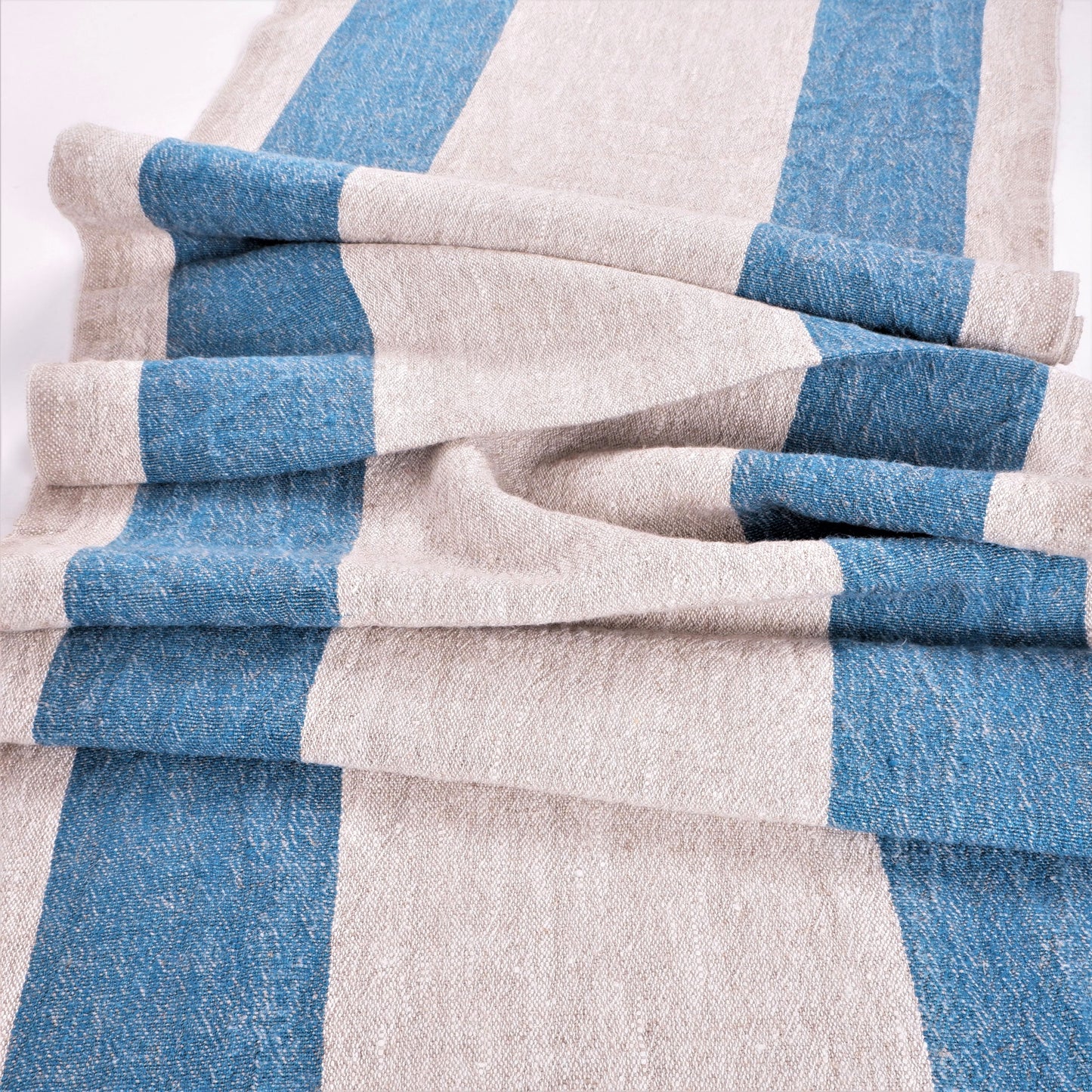 Ocean blue natur  - sack weave - linen fabric - Tuscany - 041A